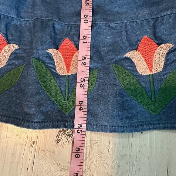 RIXO Kristen Tiered Embroidered Chambray Denim Maxi Dress Size US 6 - Picture 13 of 14